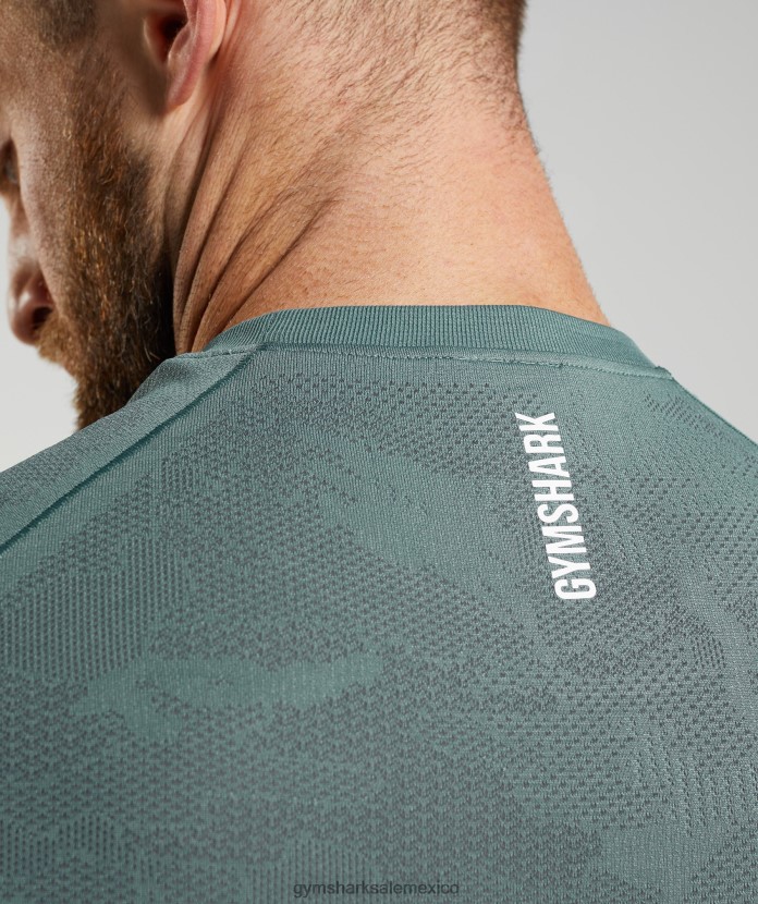 Gymshark camiseta geo sin costuras azul trueno/gris cósmico hombres 04BZTL737 - Gymshark Mexico