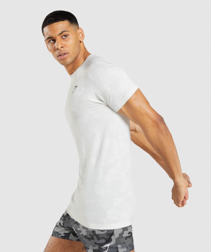 Gymshark camiseta geo sin costuras blanco/gris claro hombres 04BZTL577 - Gymshark Mexico