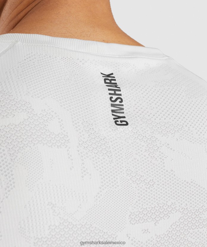 Gymshark camiseta geo sin costuras blanco/gris claro hombres 04BZTL577 - Gymshark Mexico