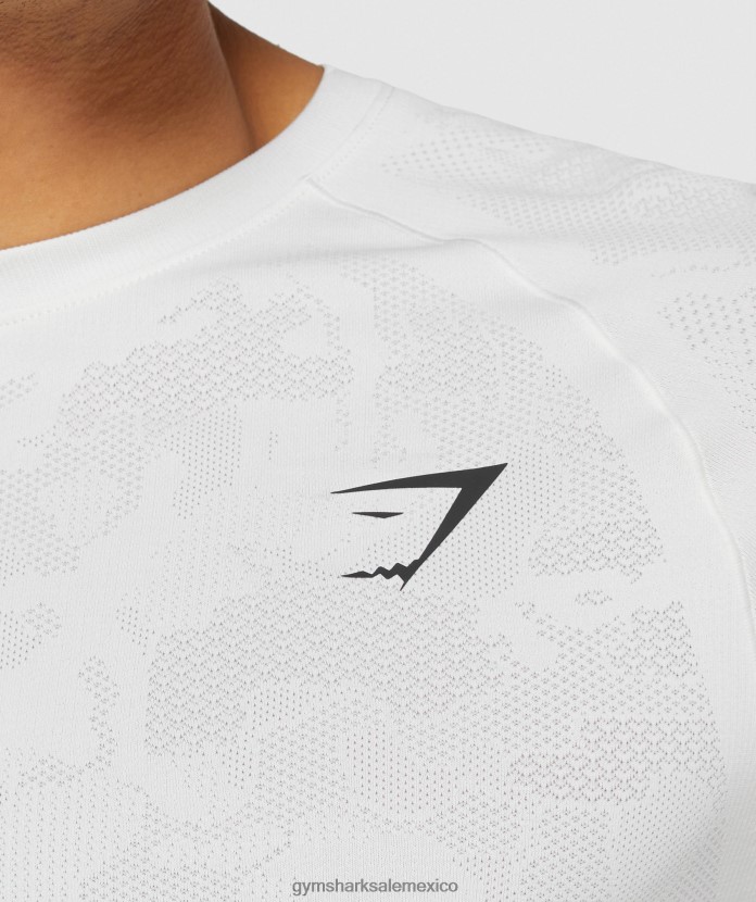 Gymshark camiseta geo sin costuras blanco/gris claro hombres 04BZTL577 - Gymshark Mexico