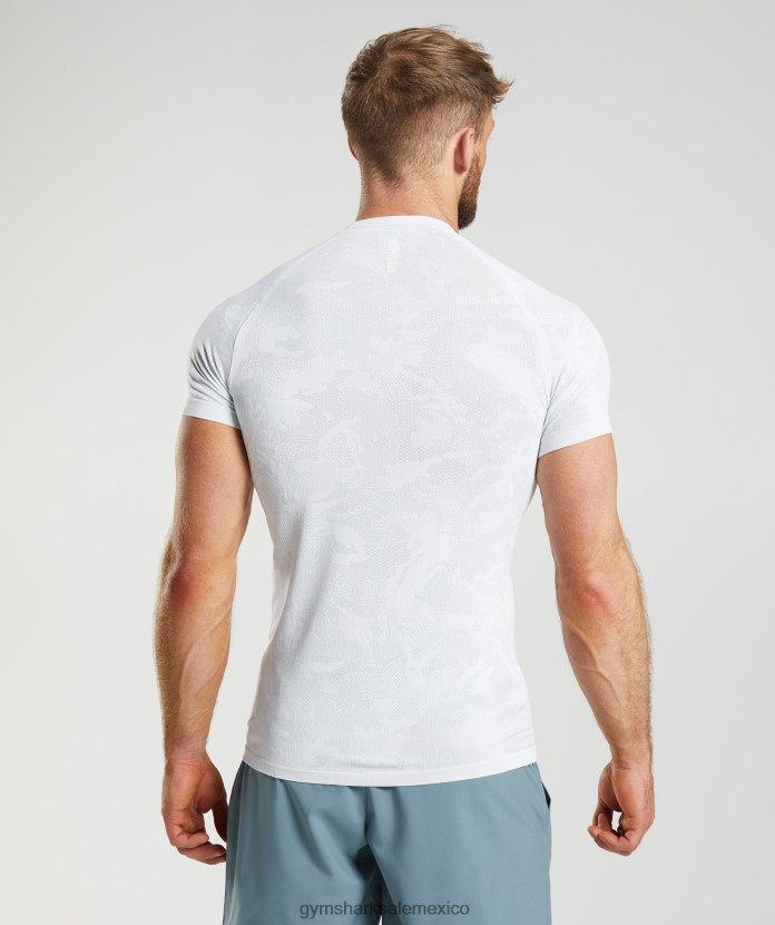 Gymshark camiseta geo sin costuras blanco/gris claro hombres 04BZTL742 - Gymshark Mexico