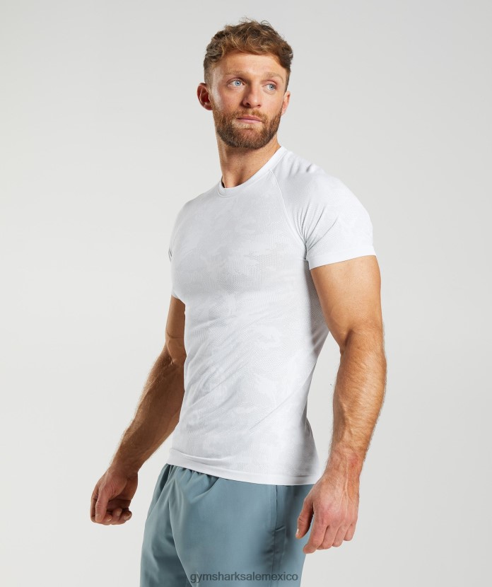 Gymshark camiseta geo sin costuras blanco/gris claro hombres 04BZTL742 - Gymshark Mexico