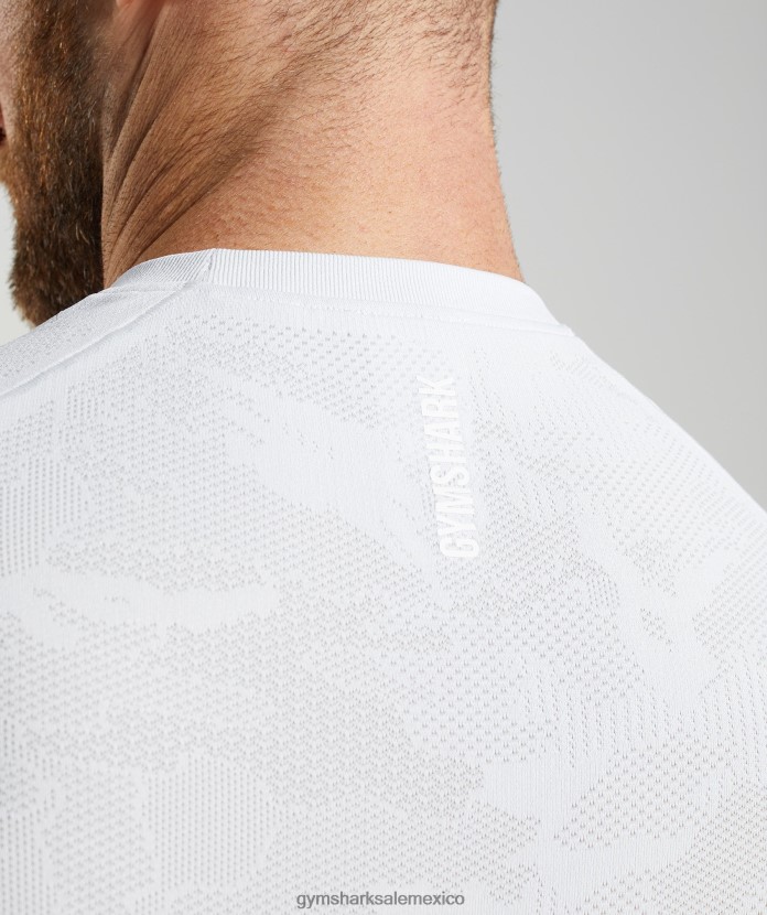Gymshark camiseta geo sin costuras blanco/gris claro hombres 04BZTL742 - Gymshark Mexico