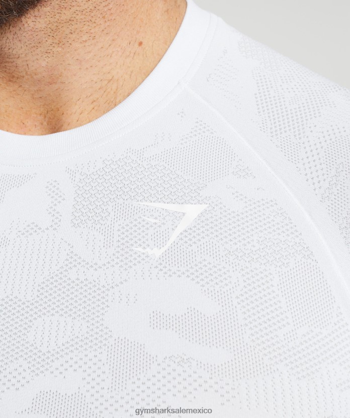 Gymshark camiseta geo sin costuras blanco/gris claro hombres 04BZTL742 - Gymshark Mexico