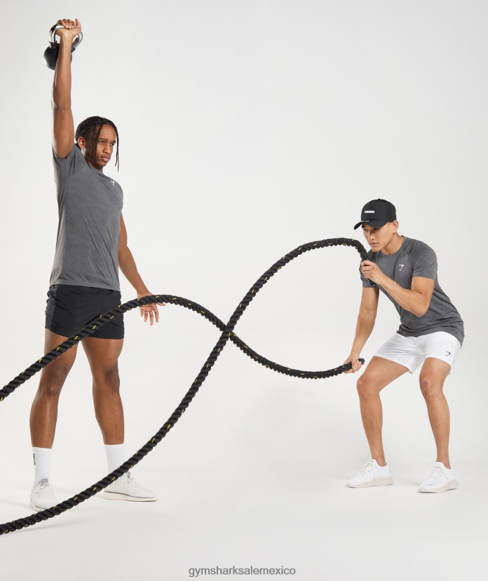 Gymshark camiseta geo sin costuras gris carbón/negro hombres 04BZTL629 - Gymshark México