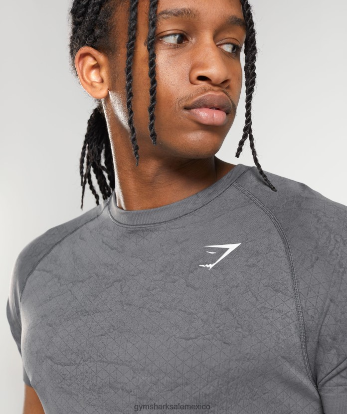 Gymshark camiseta geo sin costuras gris carbón/negro hombres 04BZTL629 - Gymshark México