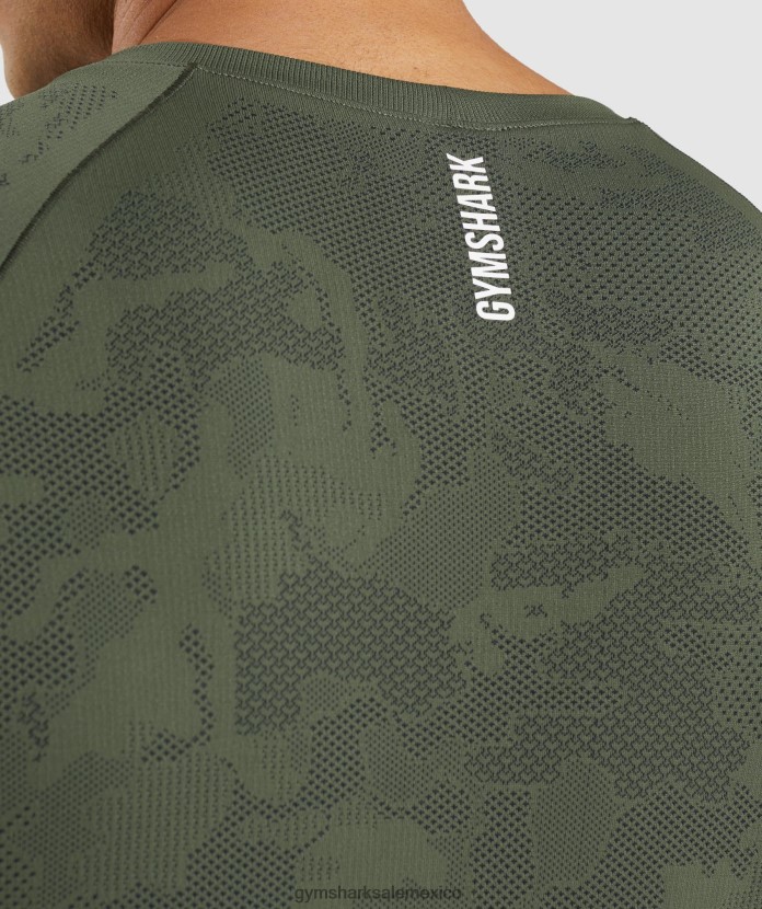 Gymshark camiseta geo sin costuras núcleo oliva/negro hombres 04BZTL658 - Gymshark Sale