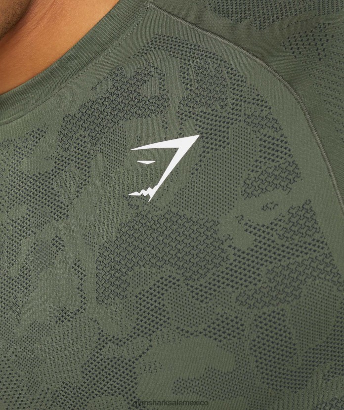 Gymshark camiseta geo sin costuras núcleo oliva/negro hombres 04BZTL658 - Gymshark Sale