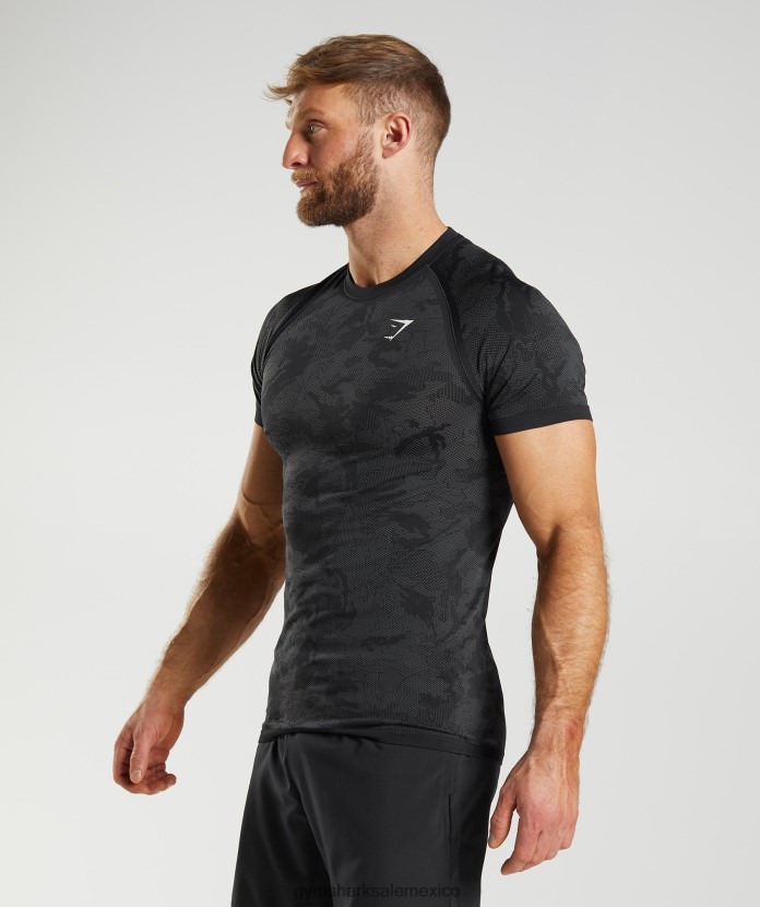 Gymshark camiseta geo sin costuras negro/gris carbón hombres 04BZTL575 - Gymshark Hombre