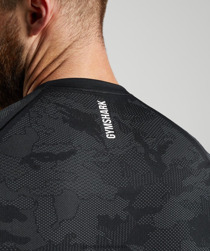 Gymshark camiseta geo sin costuras negro/gris carbón hombres 04BZTL575 - Gymshark Hombre