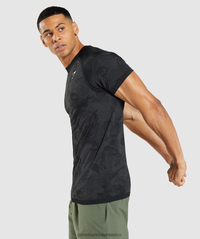Gymshark camiseta geo sin costuras negro/gris carbón hombres 04BZTL635 - Gymshark Hombre