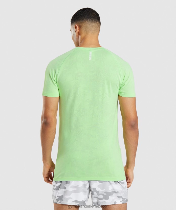 Gymshark camiseta geo sin costuras verde bali/blanco hombres 04BZTL650 - Gymshark Hombre