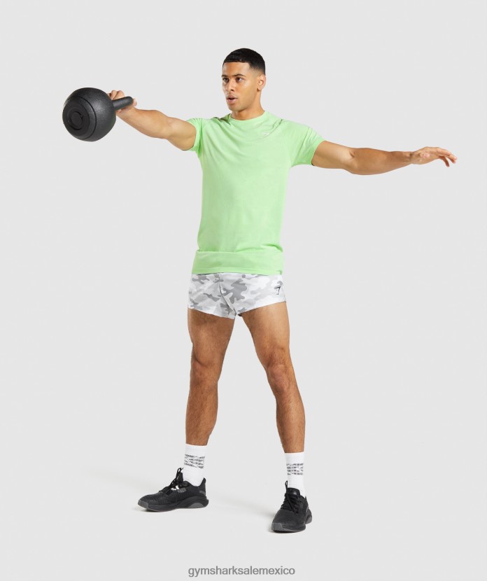 Gymshark camiseta geo sin costuras verde bali/blanco hombres 04BZTL650 - Gymshark Hombre