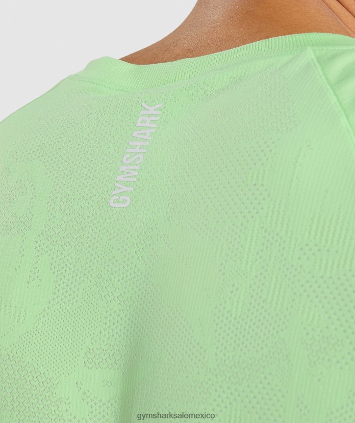 Gymshark camiseta geo sin costuras verde bali/blanco hombres 04BZTL650 - Gymshark Hombre