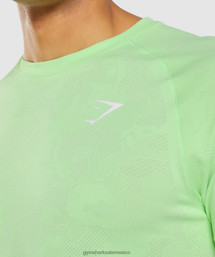 Gymshark camiseta geo sin costuras verde bali/blanco hombres 04BZTL650 - Gymshark Hombre