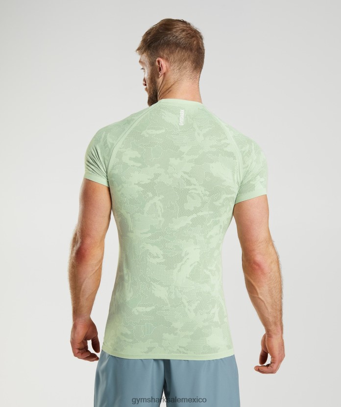 Gymshark camiseta geo sin costuras verde flora/verde sauce hombres 04BZTL657 - Gymshark Mexico