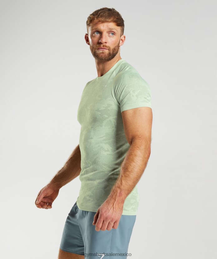 Gymshark camiseta geo sin costuras verde flora/verde sauce hombres 04BZTL657 - Gymshark Mexico