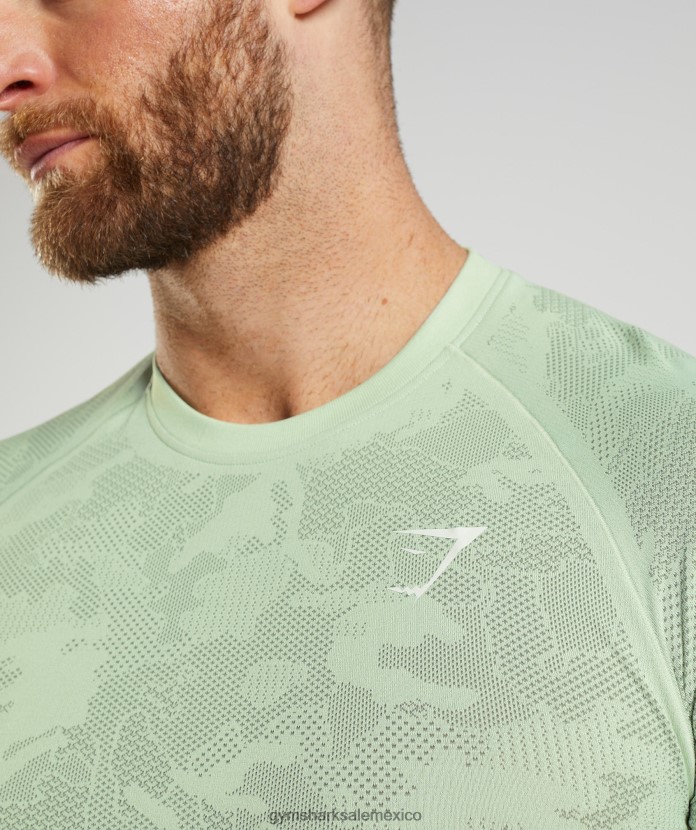 Gymshark camiseta geo sin costuras verde flora/verde sauce hombres 04BZTL657 - Gymshark Mexico