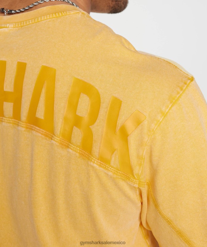 Gymshark camiseta lavada a presión amarillo soleado hombres 04BZTL694 - Gymshark México