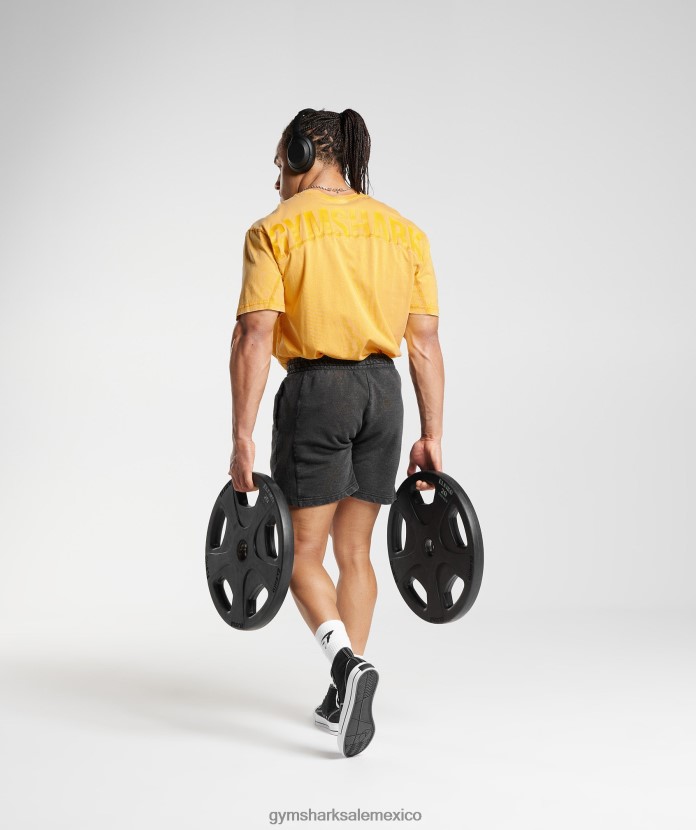 Gymshark camiseta lavada a presión amarillo soleado hombres 04BZTL694 - Gymshark México