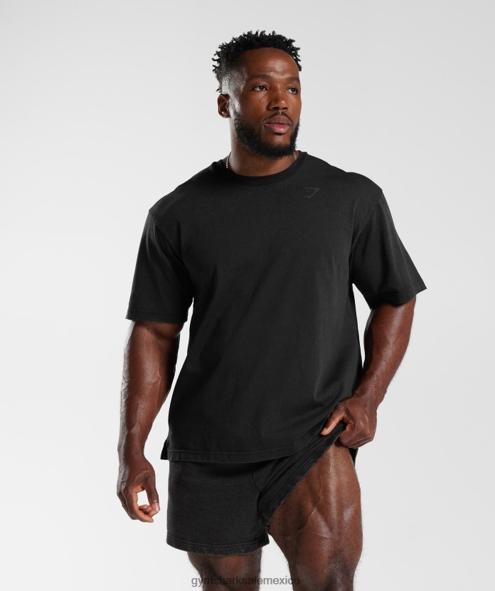 Gymshark camiseta lavada a presión negro hombres 04BZTL678 - Gymshark Sale