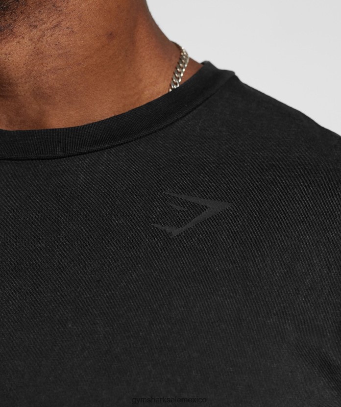 Gymshark camiseta lavada a presión negro hombres 04BZTL678 - Gymshark Sale