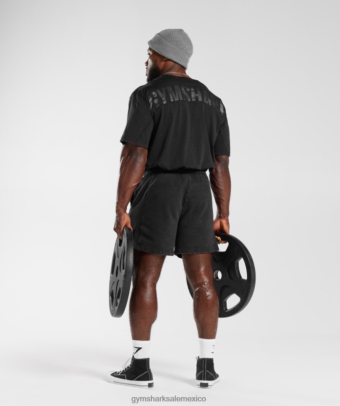 Gymshark camiseta lavada a presión negro hombres 04BZTL678 - Gymshark Sale