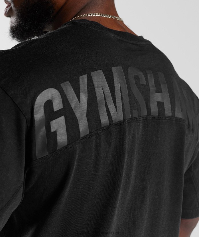 Gymshark camiseta lavada a presión negro hombres 04BZTL678 - Gymshark Sale