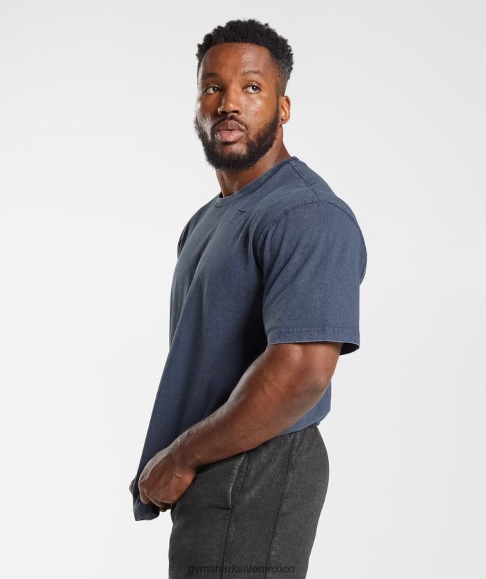 Gymshark camiseta lavada a presión noche azul hombres 04BZTL713 - Gymshark Sale