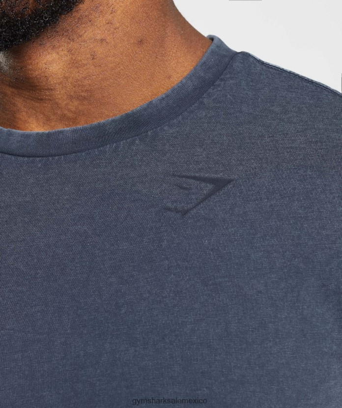 Gymshark camiseta lavada a presión noche azul hombres 04BZTL713 - Gymshark Sale