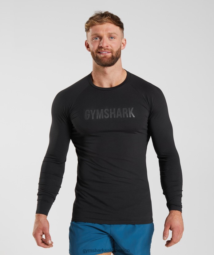 Gymshark camiseta manga larga apolo negro hombres 04BZTL731 - Gymshark Mujer