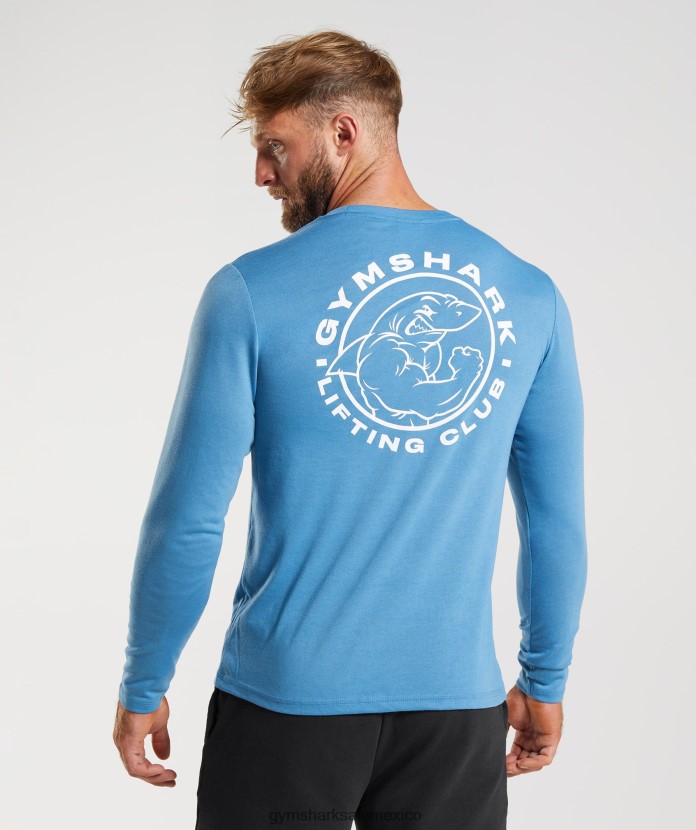 Gymshark camiseta manga larga heredada azul costero hombres 04BZTL675 - Gymshark Hombre
