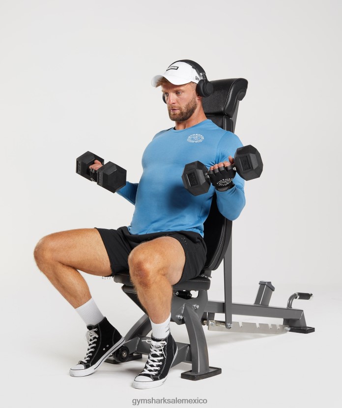 Gymshark camiseta manga larga heredada azul costero hombres 04BZTL675 - Gymshark Hombre