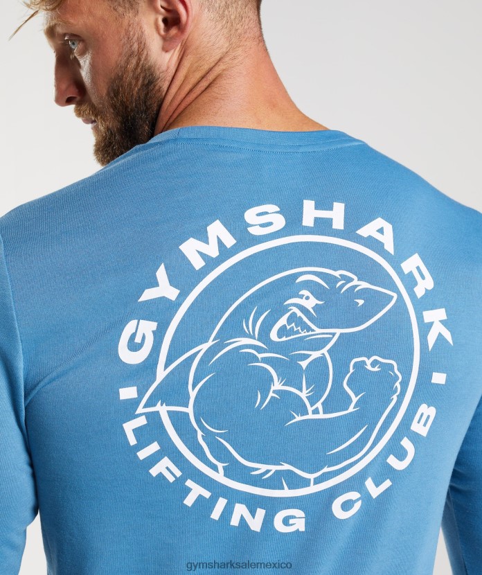 Gymshark camiseta manga larga heredada azul costero hombres 04BZTL675 - Gymshark Hombre