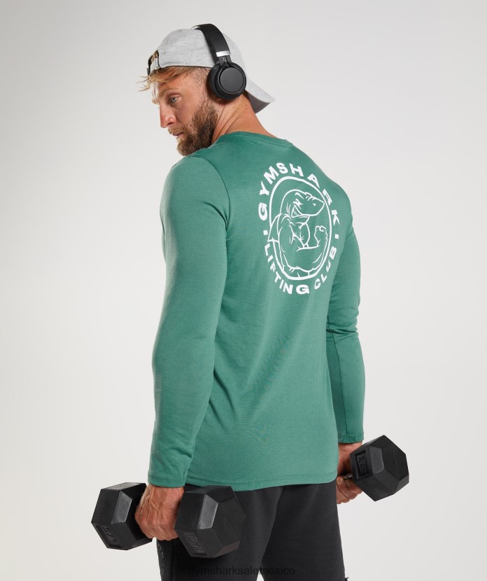 Gymshark camiseta manga larga heredada hoya verde hombres 04BZTL643 - Gymshark Sale