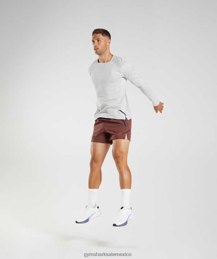 Gymshark camiseta manga larga ápice gris claro/blanco hombres 04BZTL613 - Gymshark Sale