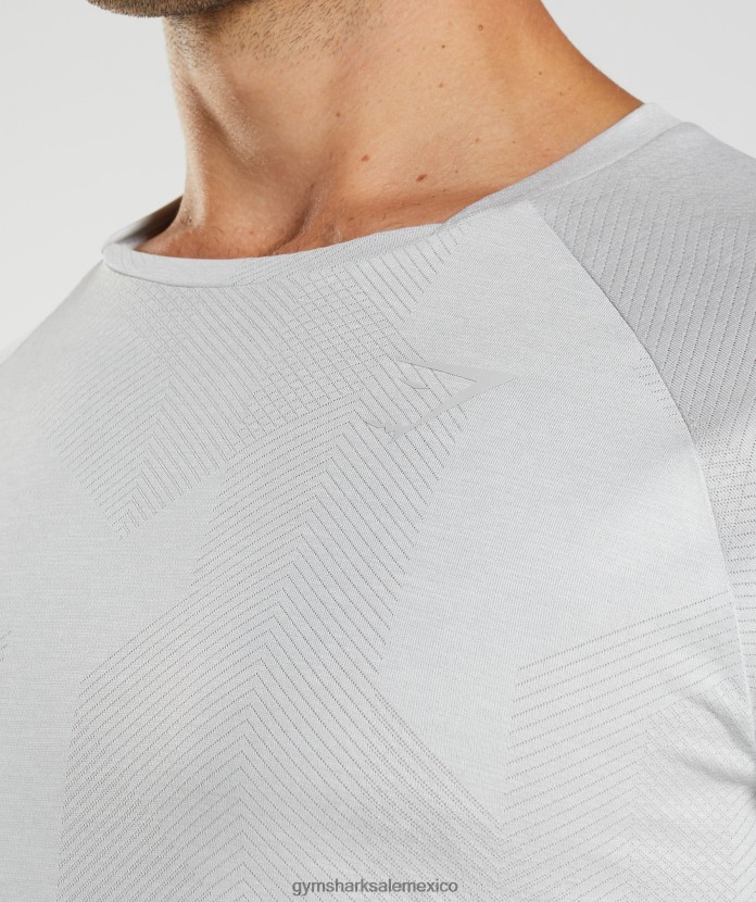 Gymshark camiseta manga larga ápice gris claro/blanco hombres 04BZTL613 - Gymshark Sale