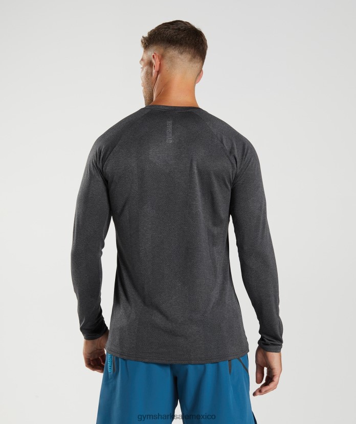 Gymshark camiseta manga larga ápice negro/gris silueta hombres 04BZTL653 - Gymshark Sale