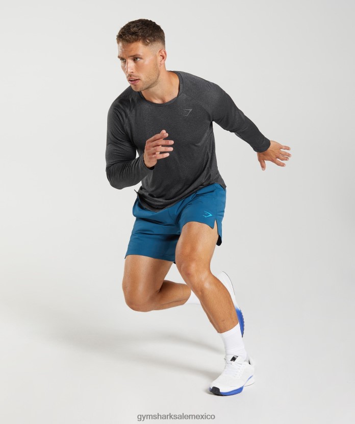 Gymshark camiseta manga larga ápice negro/gris silueta hombres 04BZTL653 - Gymshark Sale