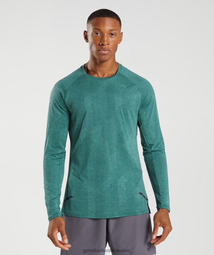 Gymshark camiseta manga larga ápice verde bosque/verde hoya hombres 04BZTL608 - Gymshark Sale