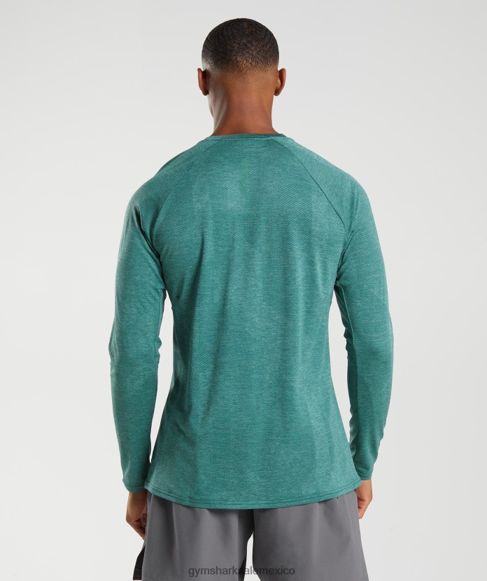 Gymshark camiseta manga larga ápice verde bosque/verde hoya hombres 04BZTL608 - Gymshark Sale