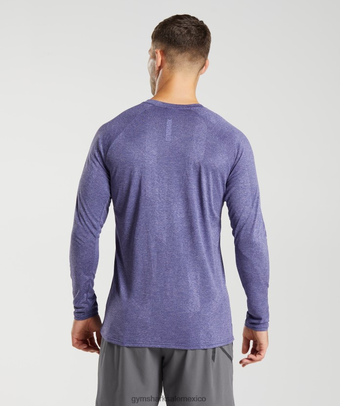 Gymshark camiseta manga larga ápice violeta neptuno/morado terciopelo hombres 04BZTL707 - Gymshark Mexico