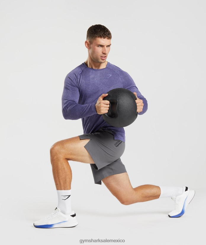 Gymshark camiseta manga larga ápice violeta neptuno/morado terciopelo hombres 04BZTL707 - Gymshark Mexico