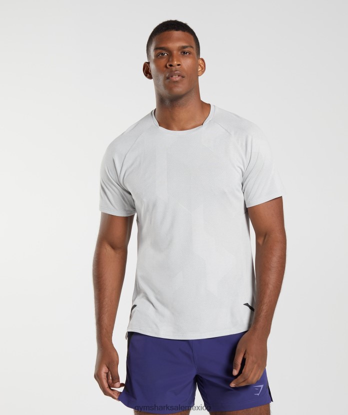 Gymshark camiseta ápice gris claro/blanco hombres 04BZTL592 - Gymshark Mexico