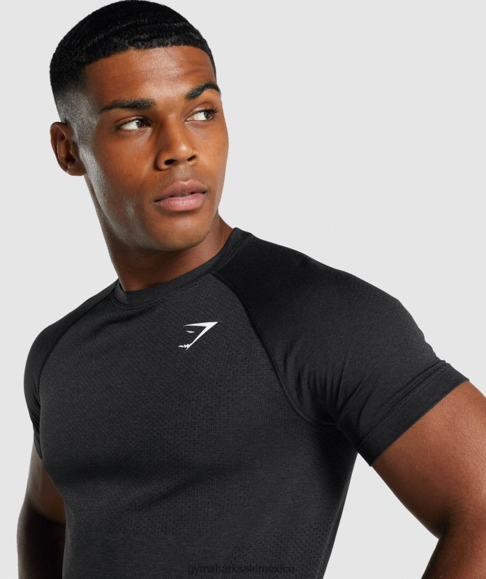 Gymshark camiseta sin costuras vital light marga negra hombres 04BZTL709 - Gymshark México