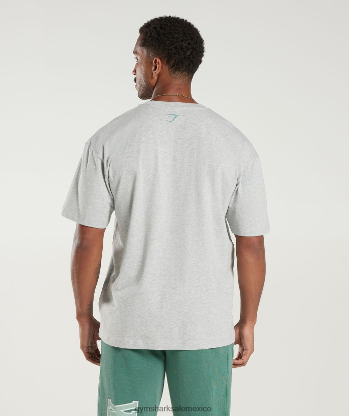 Gymshark camiseta universitaria extragrande Marga gris claro hombres 04BZTL776 - Gymshark Mujer