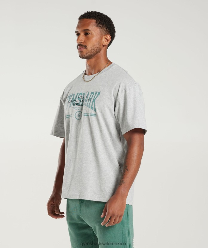 Gymshark camiseta universitaria extragrande Marga gris claro hombres 04BZTL776 - Gymshark Mujer