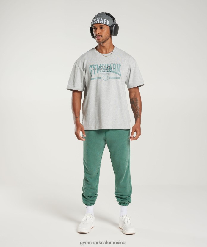 Gymshark camiseta universitaria extragrande Marga gris claro hombres 04BZTL776 - Gymshark Mujer