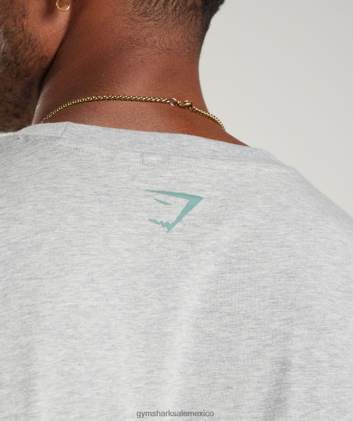 Gymshark camiseta universitaria extragrande Marga gris claro hombres 04BZTL776 - Gymshark Mujer