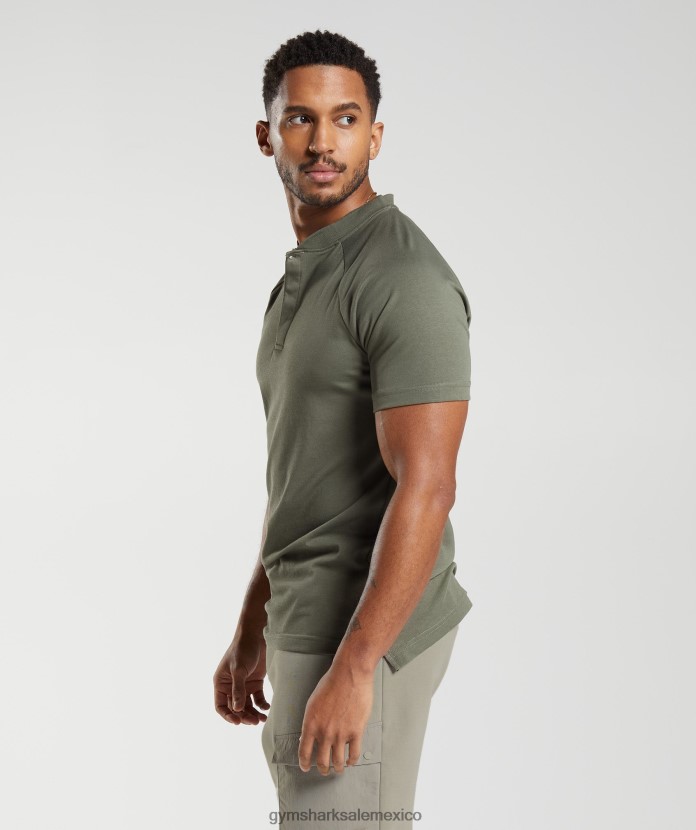 Gymshark polo de viaje al trabajo para el día de descanso aceituna polvorienta hombres 04BZTL783 - Gymshark Sale